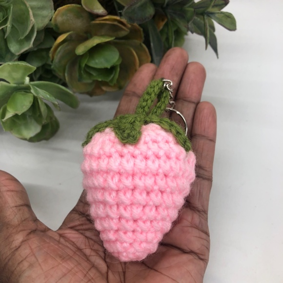 Juicy Crochet Strawberry Plush Keychain | Berry Bag Flair 🍓 Farm Fresh Vibes - Picture 7 of 15